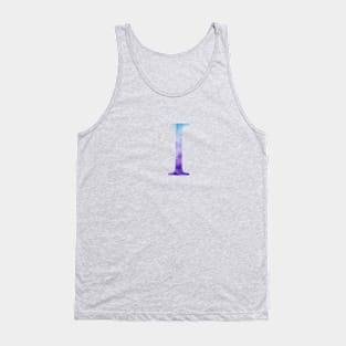 Blue Iota Watercolor Letter Tank Top